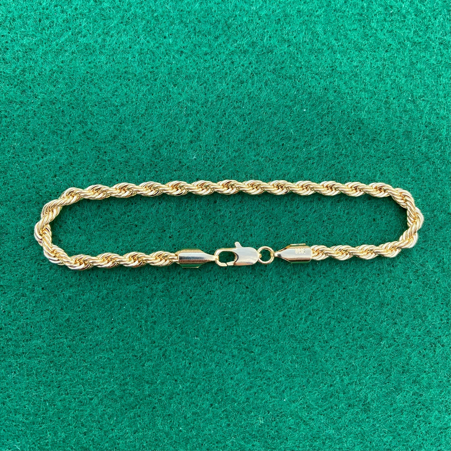 14k Gold Layered Rope Bracelet 8in 4mm