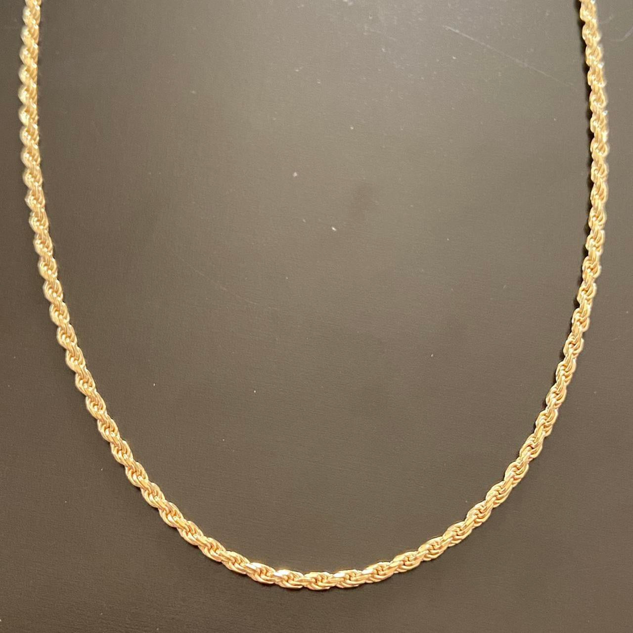 14k Gold Vermeil Rope Chain 22in 2mm