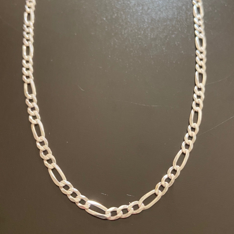 Solid Silver Figaro Chain 18in 3mm