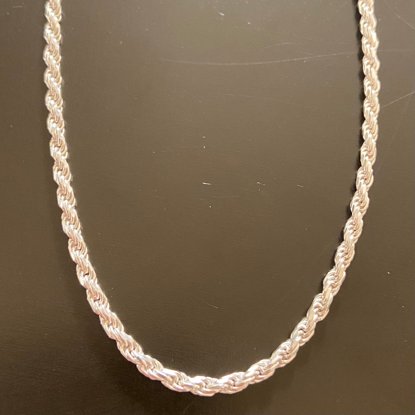 Solid Silver Rope Chain 20in 3mm