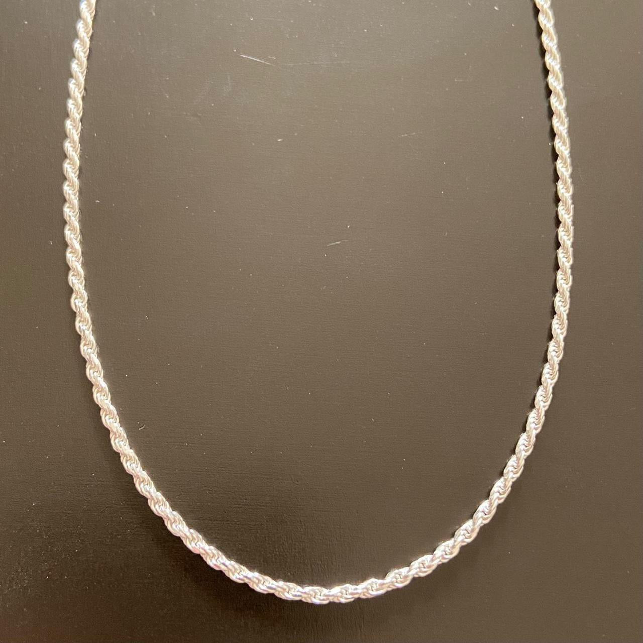 Solid Silver Rope Chain 22in 2mm