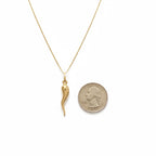 14k Solid Yellow Gold Italian Horn and Chain Set
