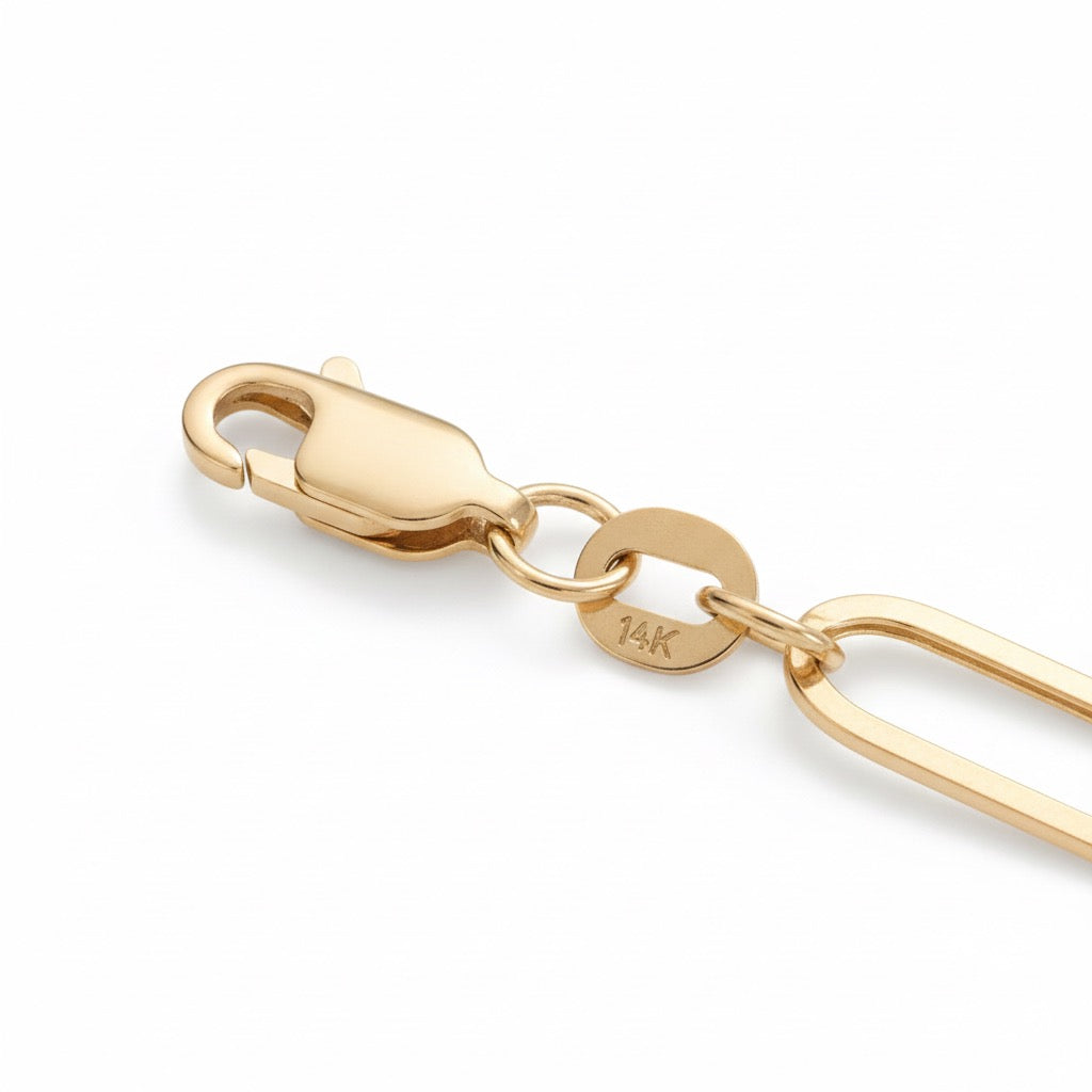 Solid Real 14k Gold Paperclip Chain 4mm