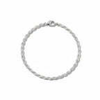 Real Solid 925 Silver Rope Bracelet 3mm 8in