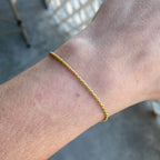 14k Gold Vermeil Rope Bracelet 2mm 7in - Prestige Jewelry