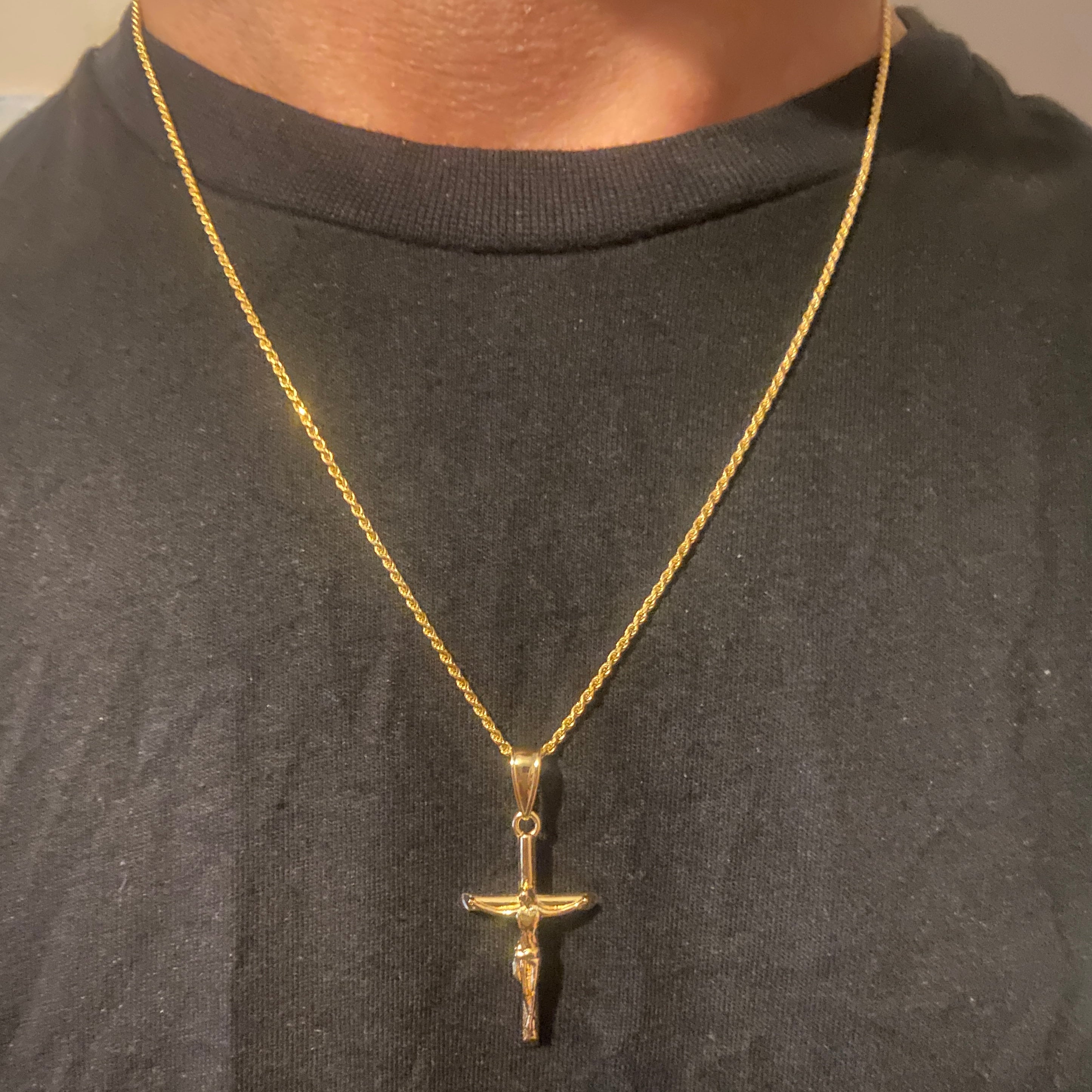 14k Gold Vermeil Chain and Cross Set