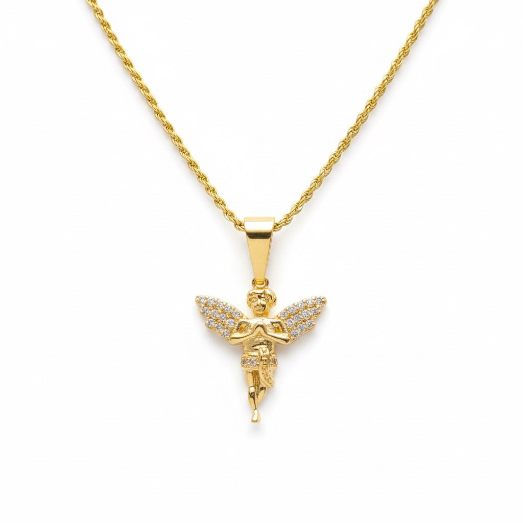 14k Gold Vermeil Chain and Mini Angel Set