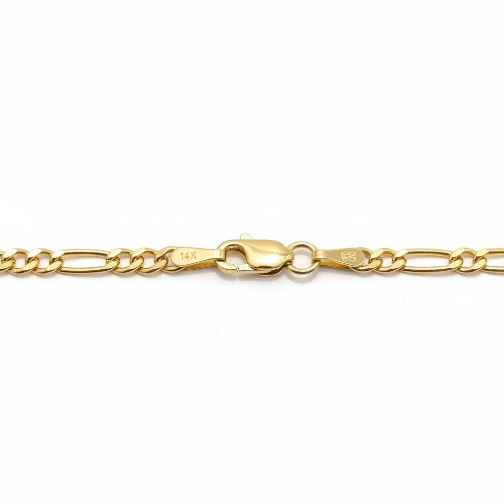 Solid Real 14k Gold Figaro Chain 20in 3mm