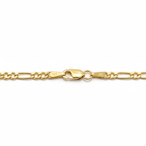 14k Gold Semi-Solid Figaro Chain 18in 3mm