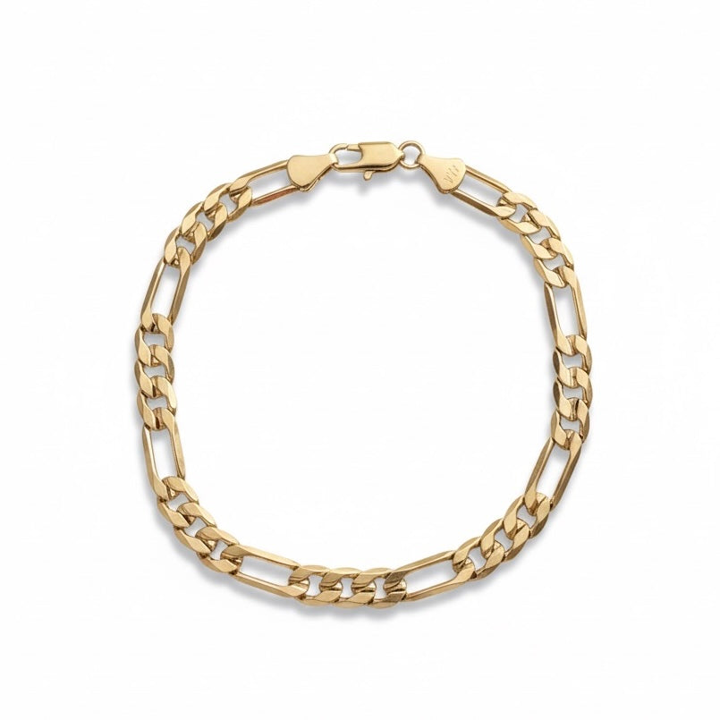Gold Figaro Bracelet 8in 6mm