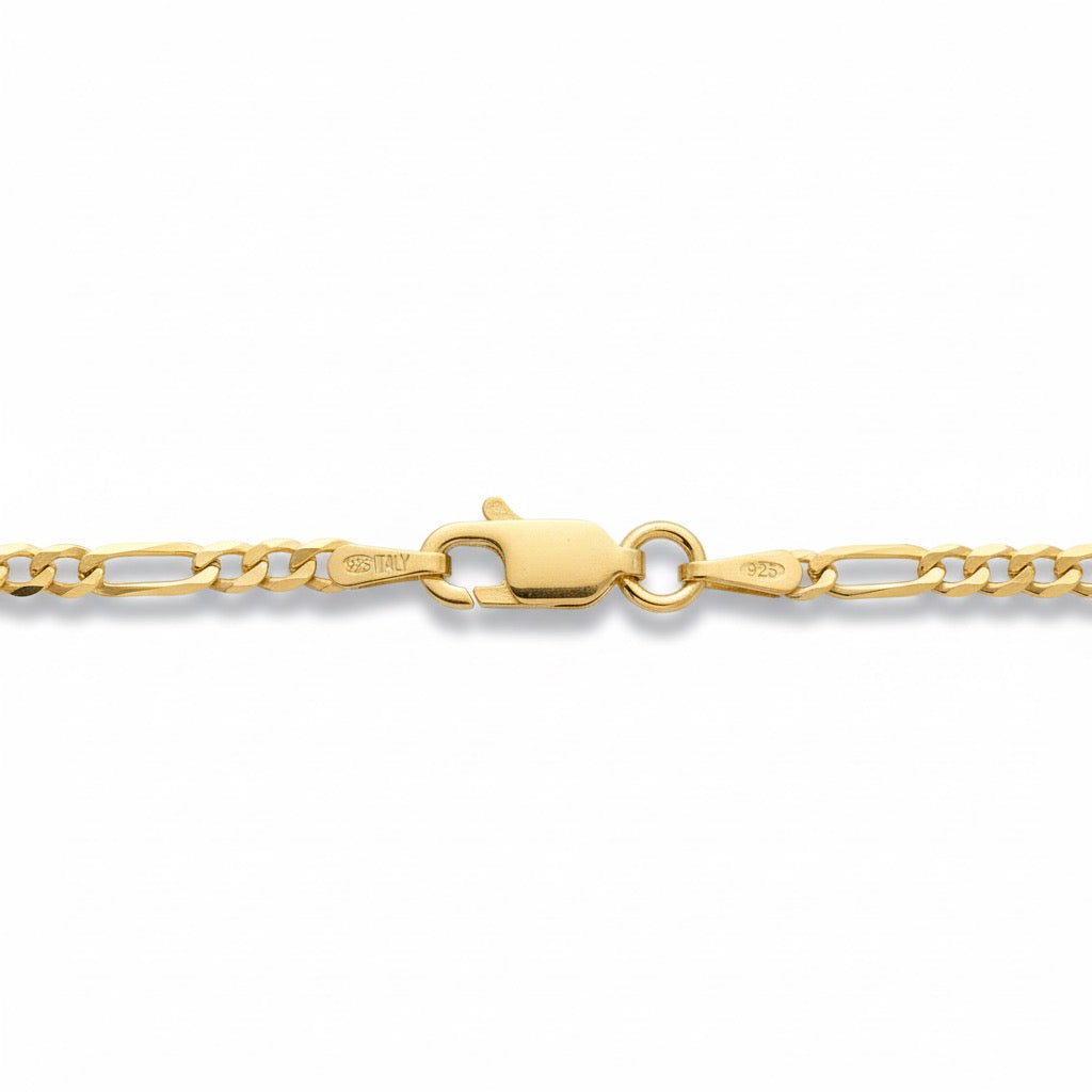 14k Gold Vermeil Micro Figaro Bracelet 2mm 7in