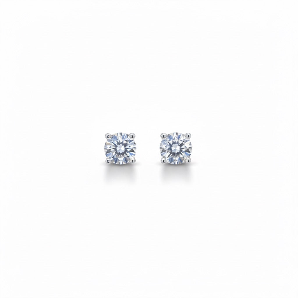 Solid Silver Round CZ Earrings 5mm
