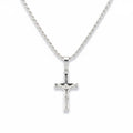 Real Solid 925 Silver Cross and Rope Chain Set
