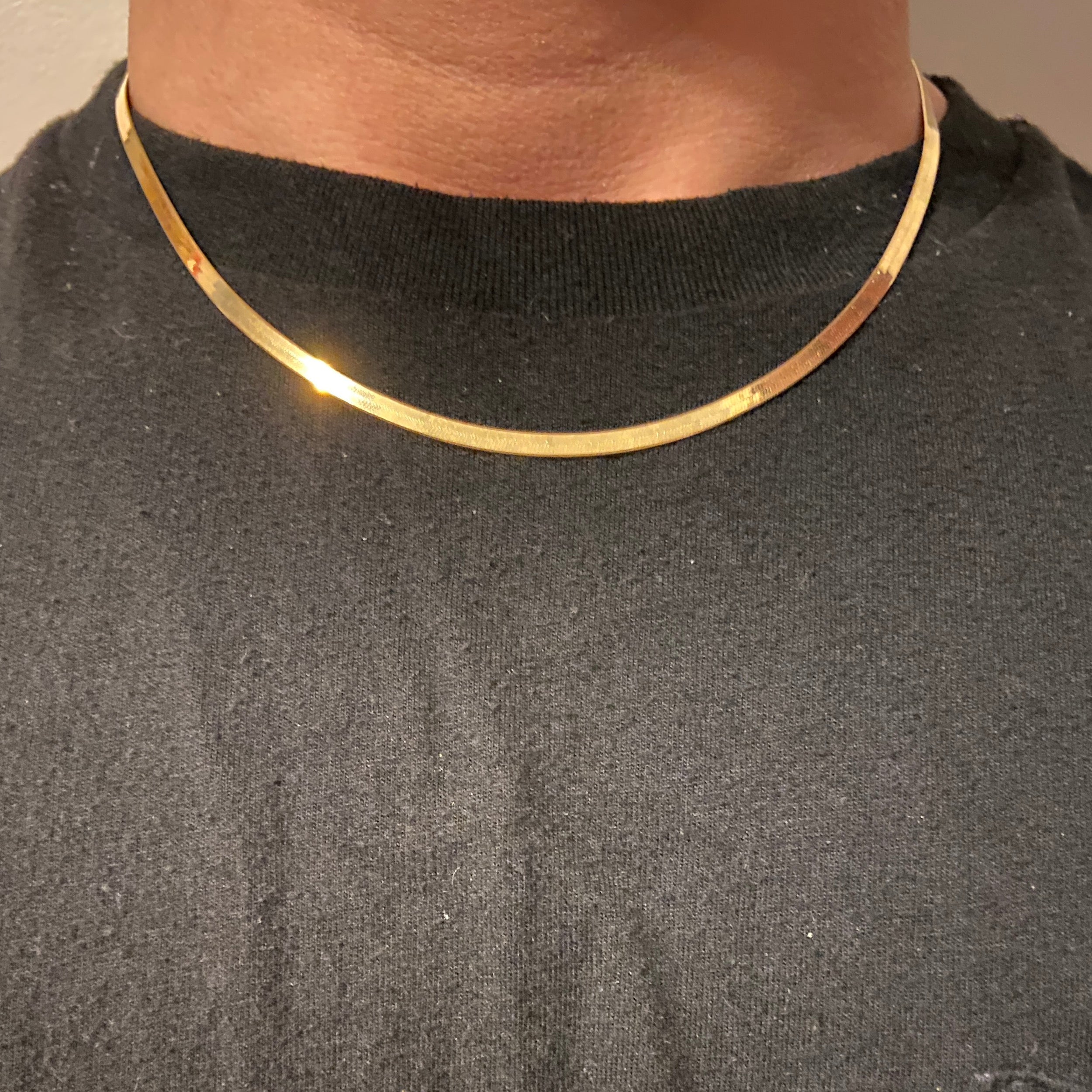 14k Solid Gold Herringbone Chain 18in 3mm