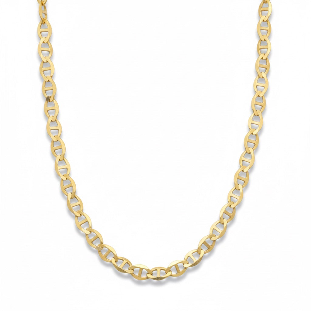 Solid Real 14k Gold Mariner Link Chain 18in 3mm