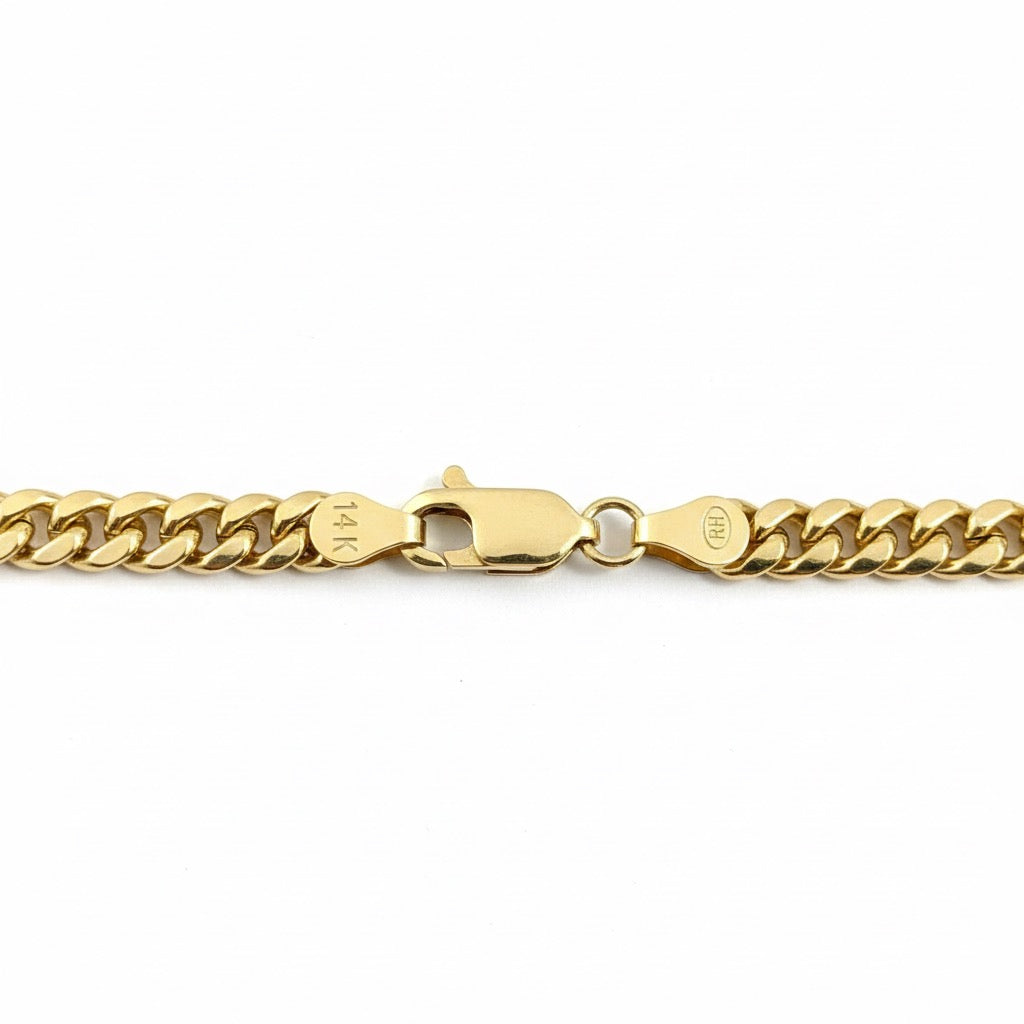 Solid Real 14k Gold Miami Cuban Link Chain 20in 4mm