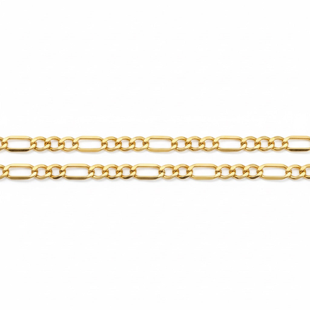 Solid Real 14k Gold Figaro Chain 20in 4mm
