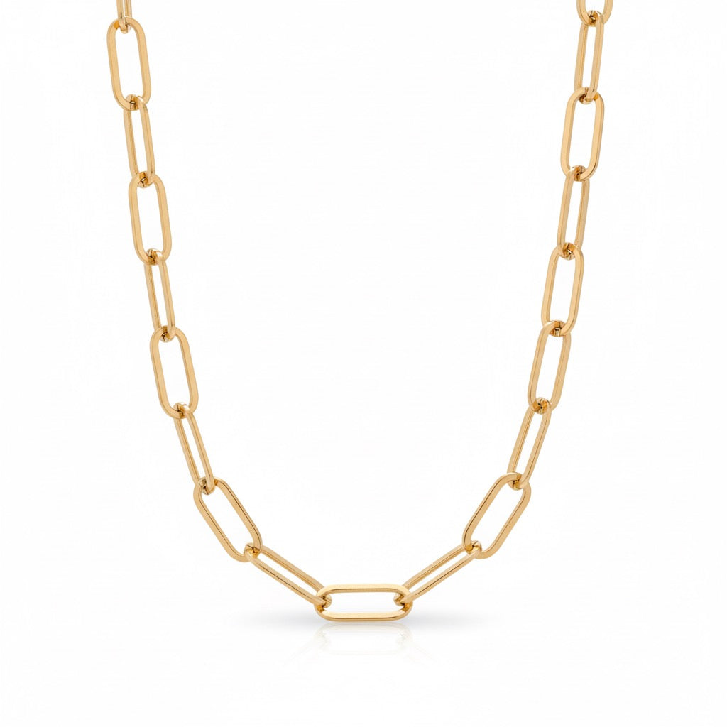 14k Gold Semi-Solid Paperclip Chain 4mm