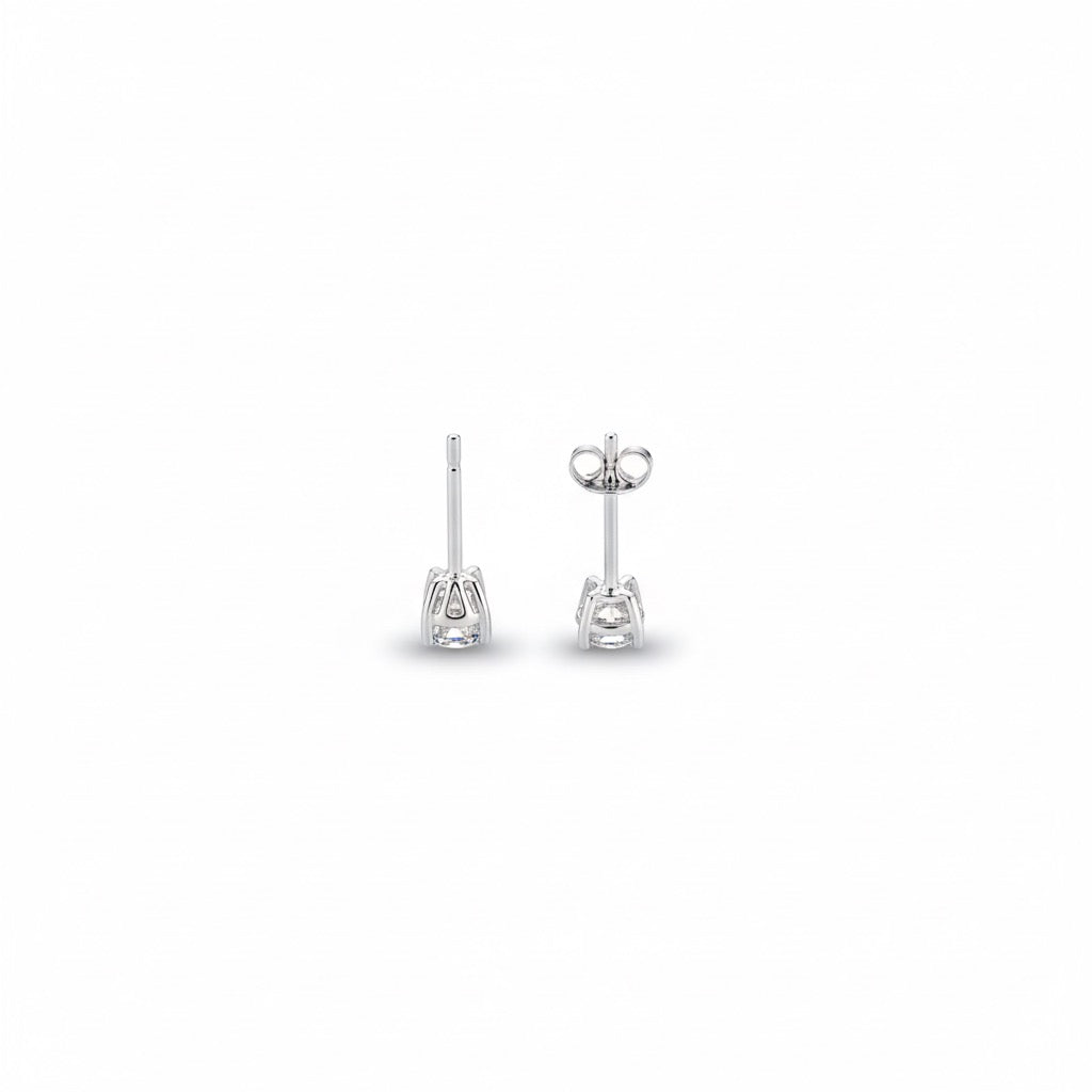 Solid Silver Round CZ Studs 4mm