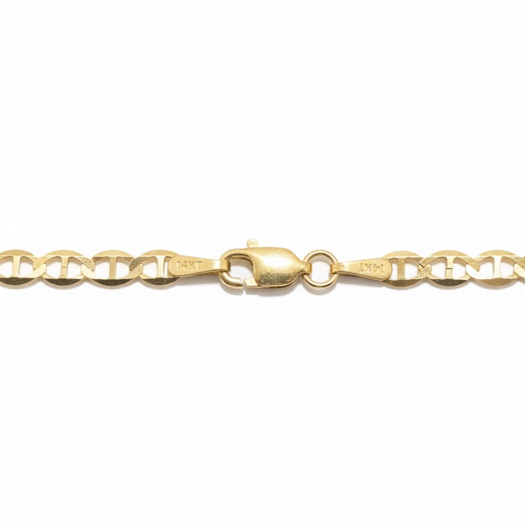 14k Gold Semi-Solid Mariner Link Chain 18in 3mm