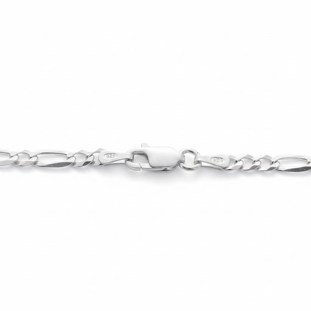 Solid Silver Figaro Bracelet 5mm 8in