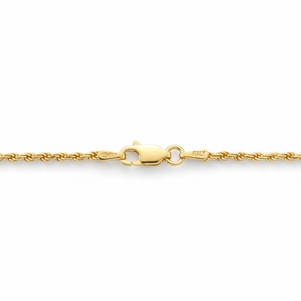 14k Gold Vermeil Rope Chain 22in 2mm