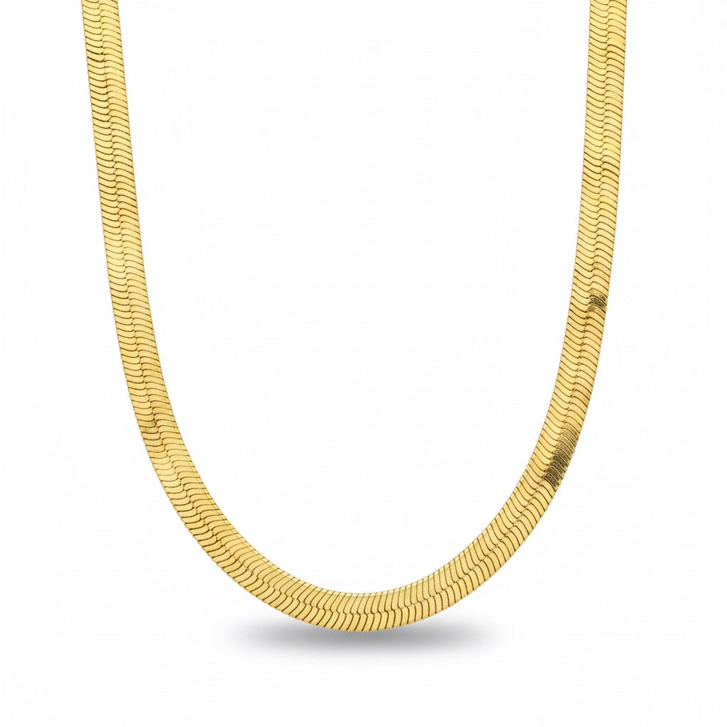 Gold Herringbone Chain 24in 6mm