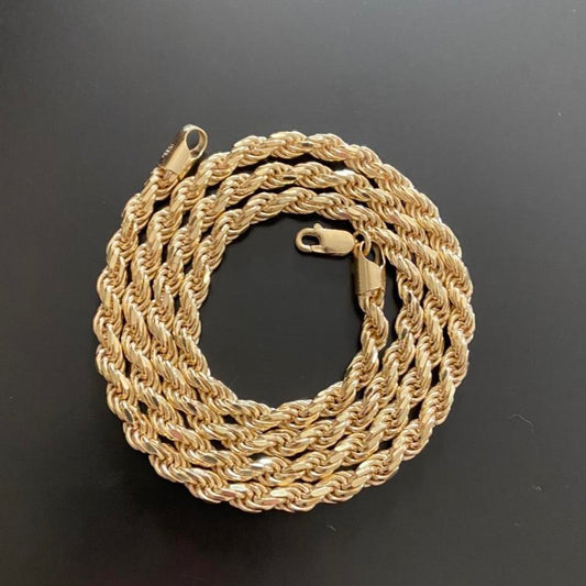14k Gold Vermeil Rope Chain 24in 5mm