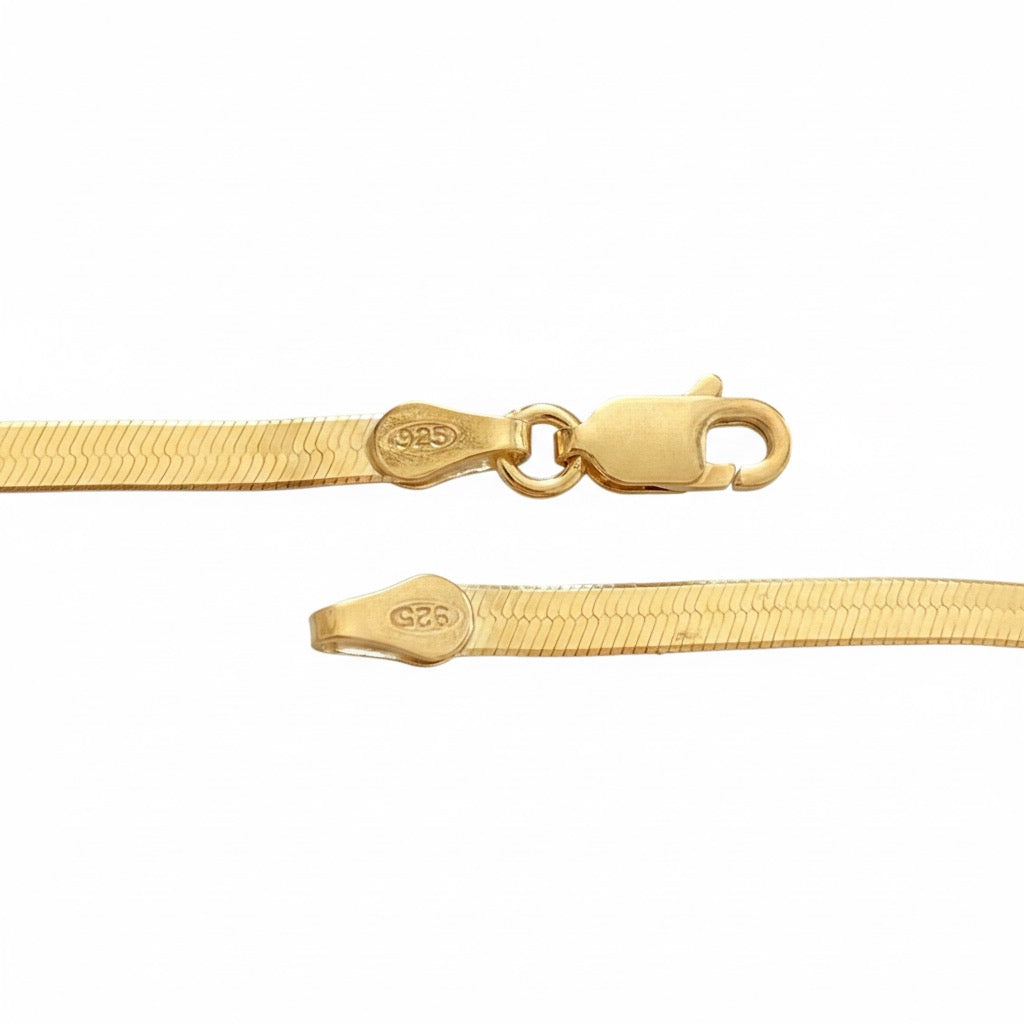 14k Gold Vermeil Herringbone Chain 18in 3mm