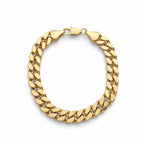 Mehrlagiges kubanisches Gliederarmband aus 14 Karat Gold, 8 Zoll, 9 mm