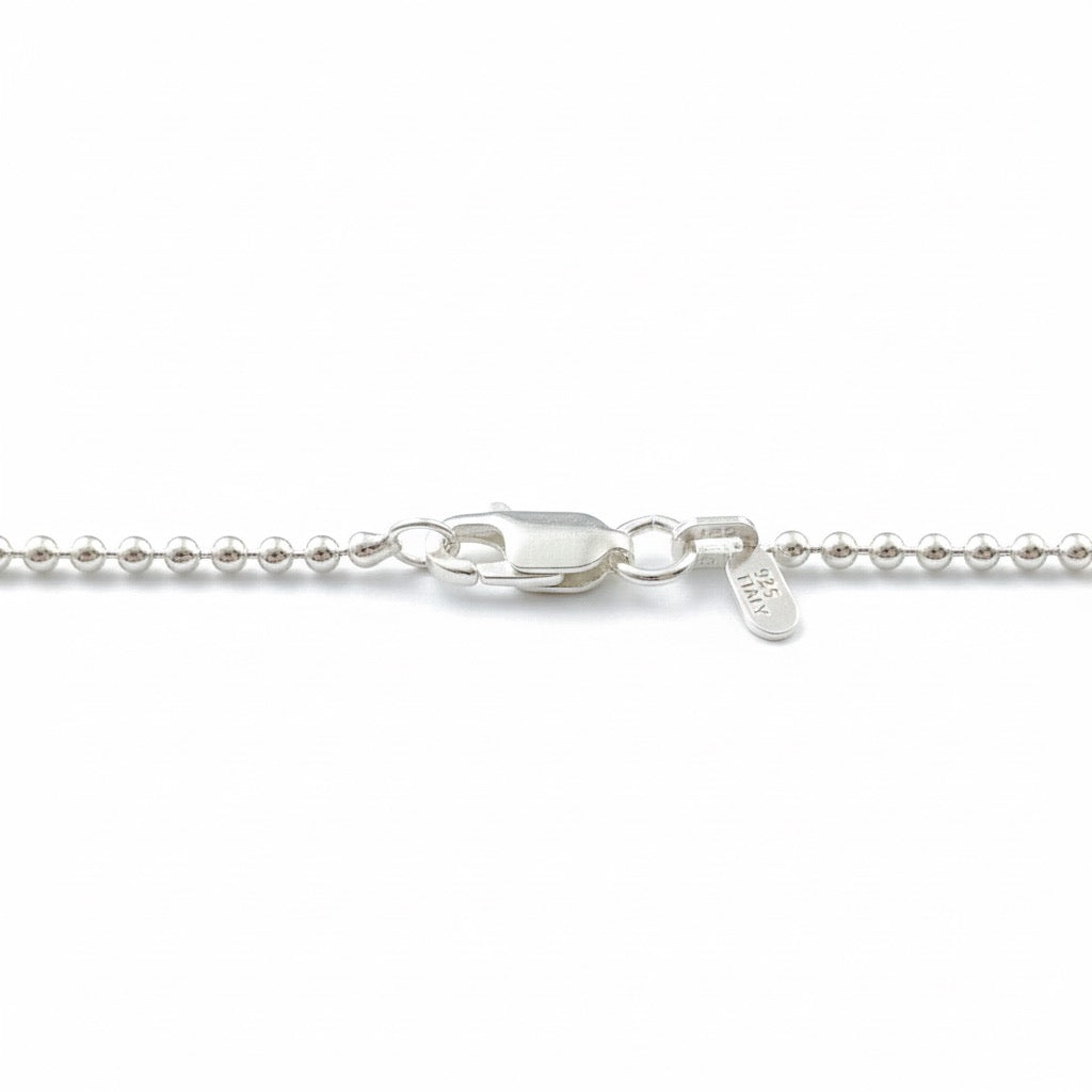 Solid Silver Bead Chain 18in 2mm