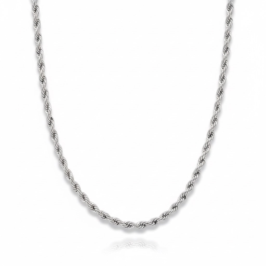14k Solid White Gold Rope Chain 18in 2mm