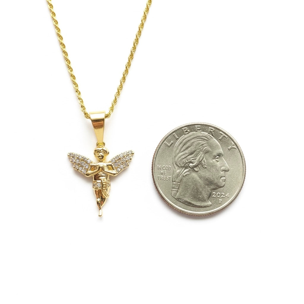 14k Gold Vermeil Chain and Mini Angel Set