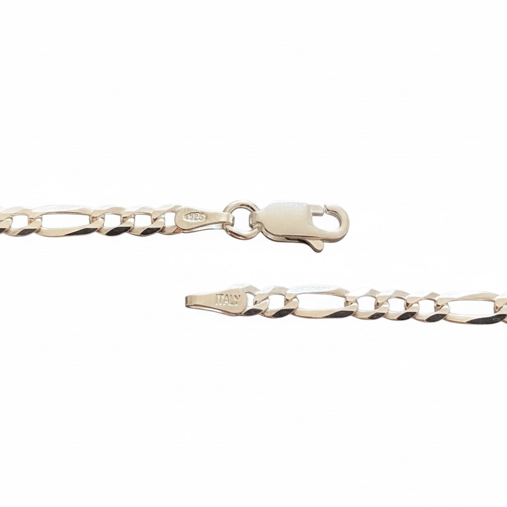 Solid Silver Figaro Chain 20in 3mm
