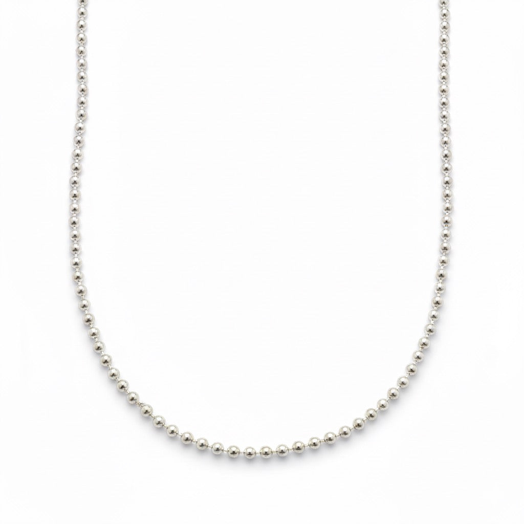 Solid Silver Bead Chain 18in 2mm
