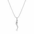 Solid Silver Italian Horn Necklace