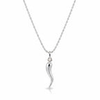 Solid Silver Italian Horn Necklace