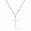 Real Solid 925 Silver Cross and Rope Chain Set