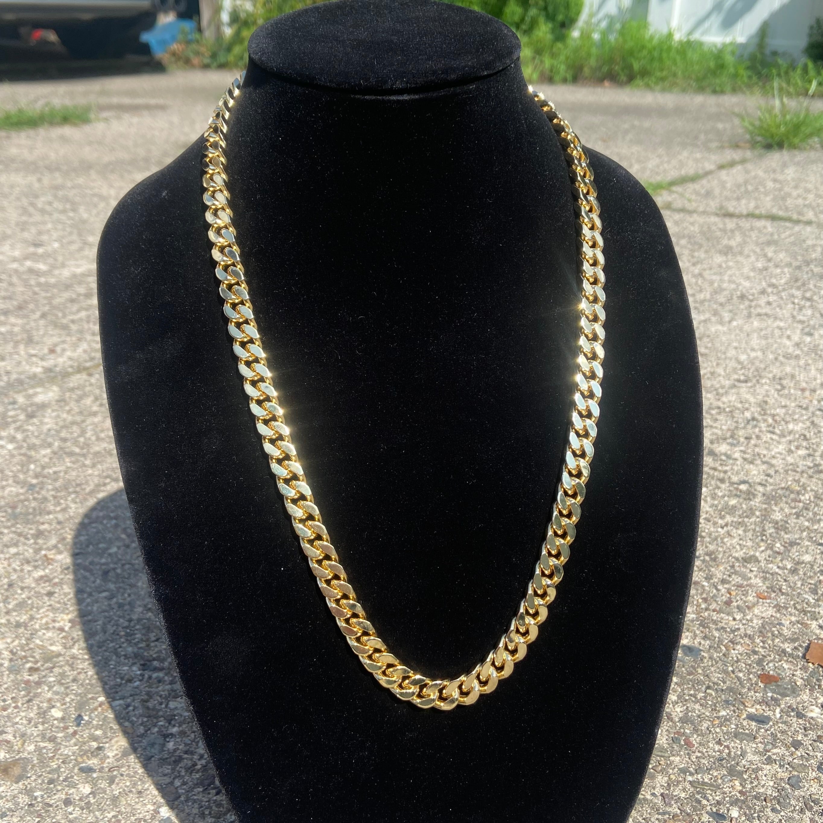 14 Karat Gold mehrlagige kubanische Kette 24 Zoll 8 mm