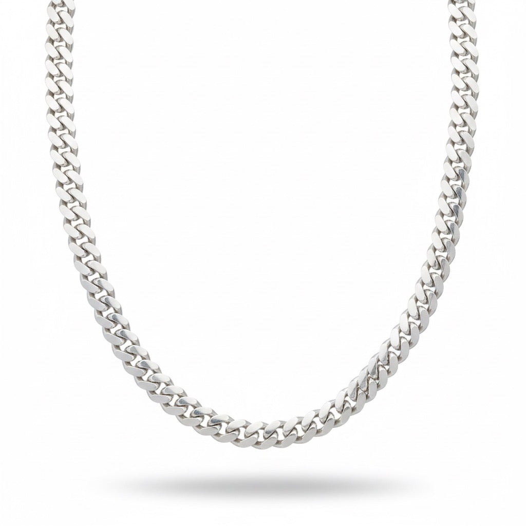 Solid Silver Miami Cuban Chain 20in 4mm