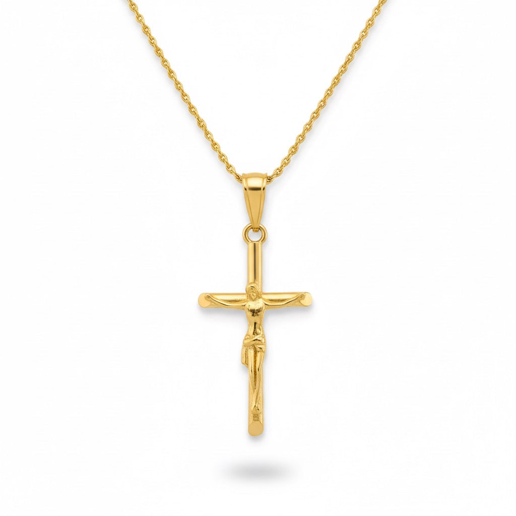 14k Gold Vermeil Chain and Cross Set