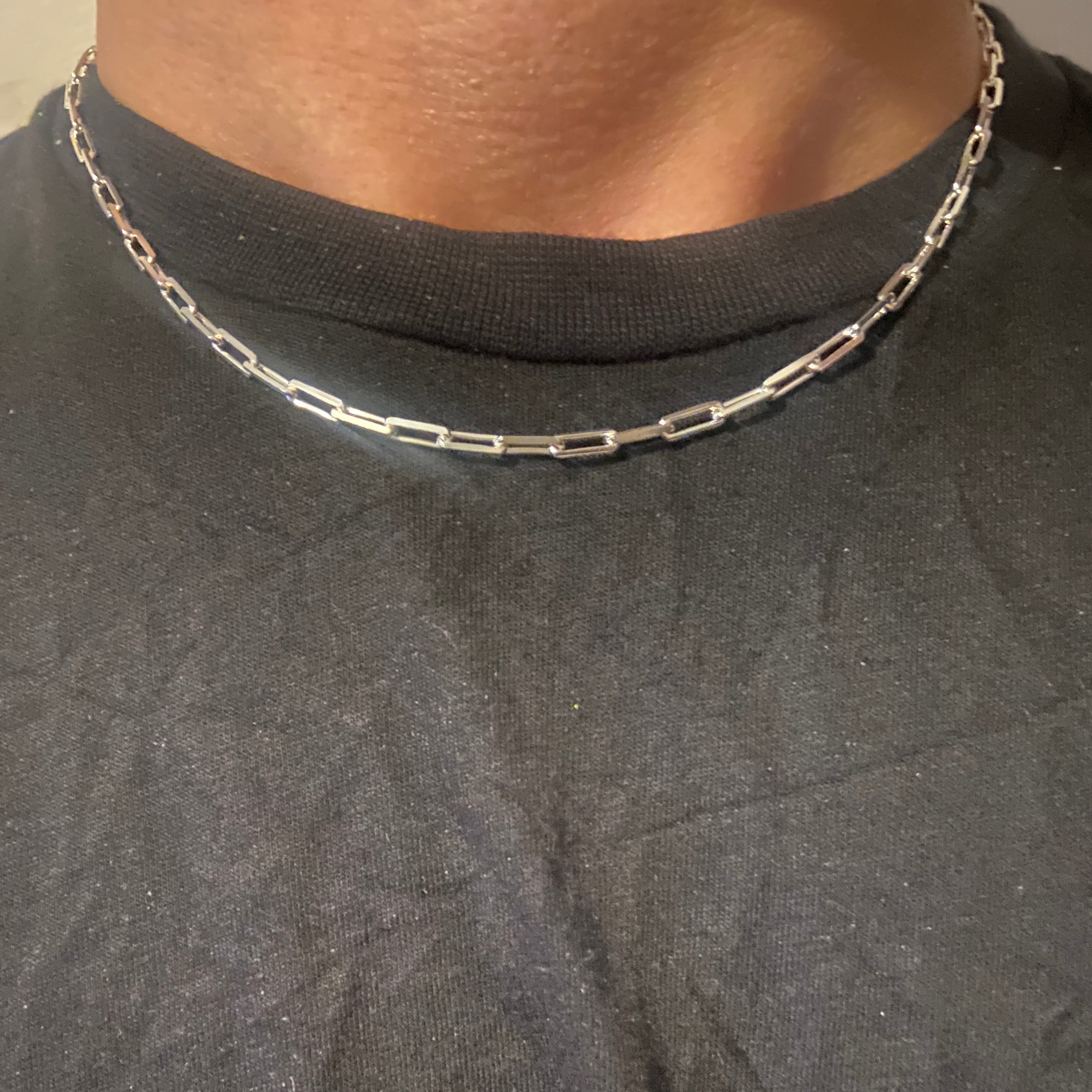 Real Solid 925 Silver Paperclip Chain 3mm