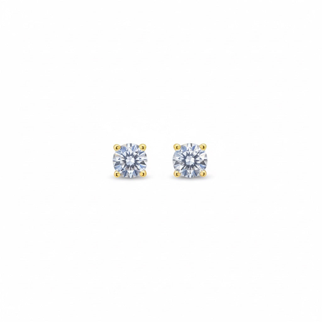 14k Gold Vermeil Round CZ Studs 4mm