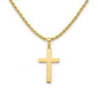 14 Karat Gold Vermeil Kreuz und Seilkettenset