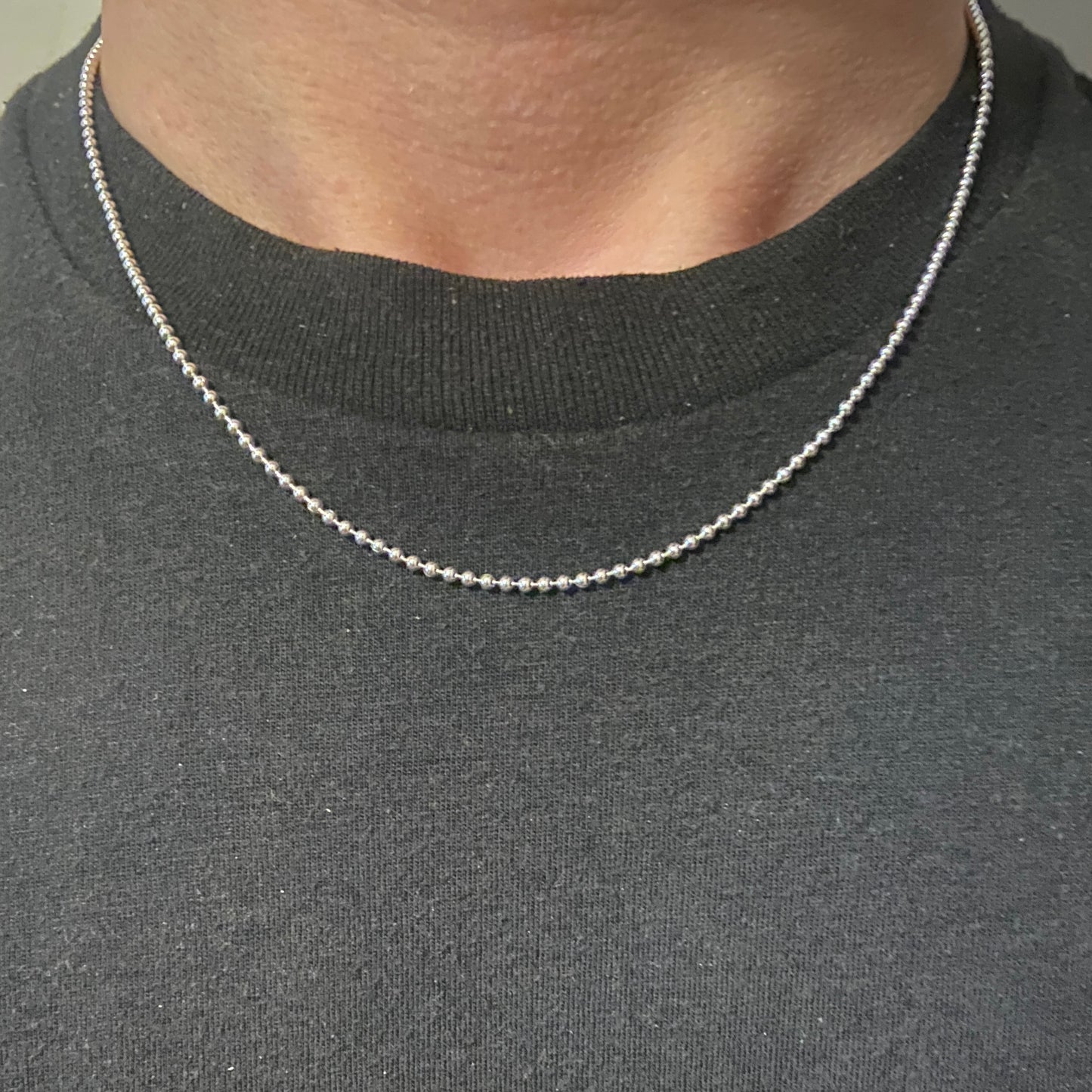 Solid Silver Bead Chain 18in 2mm - Prestige Jewelry