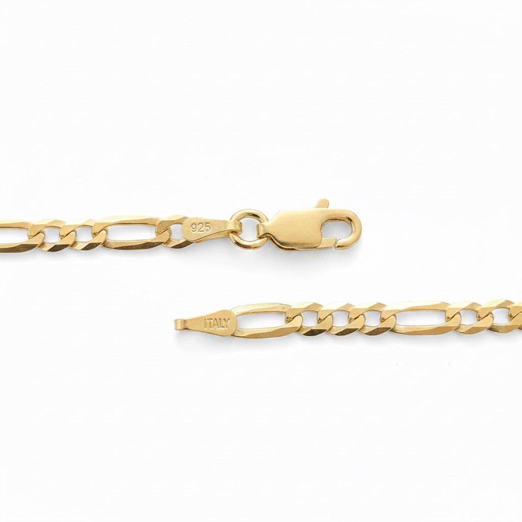 Figarokette aus 14 Karat Gold Vermeil, 18 Zoll, 3 mm