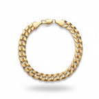 Mehrlagiges kubanisches Gliederarmband aus 14 Karat Gold, 9 Zoll, 10 mm