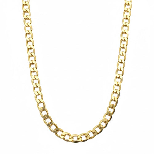 14k gold semi-solid cuban link chain 20in 4mm on white background