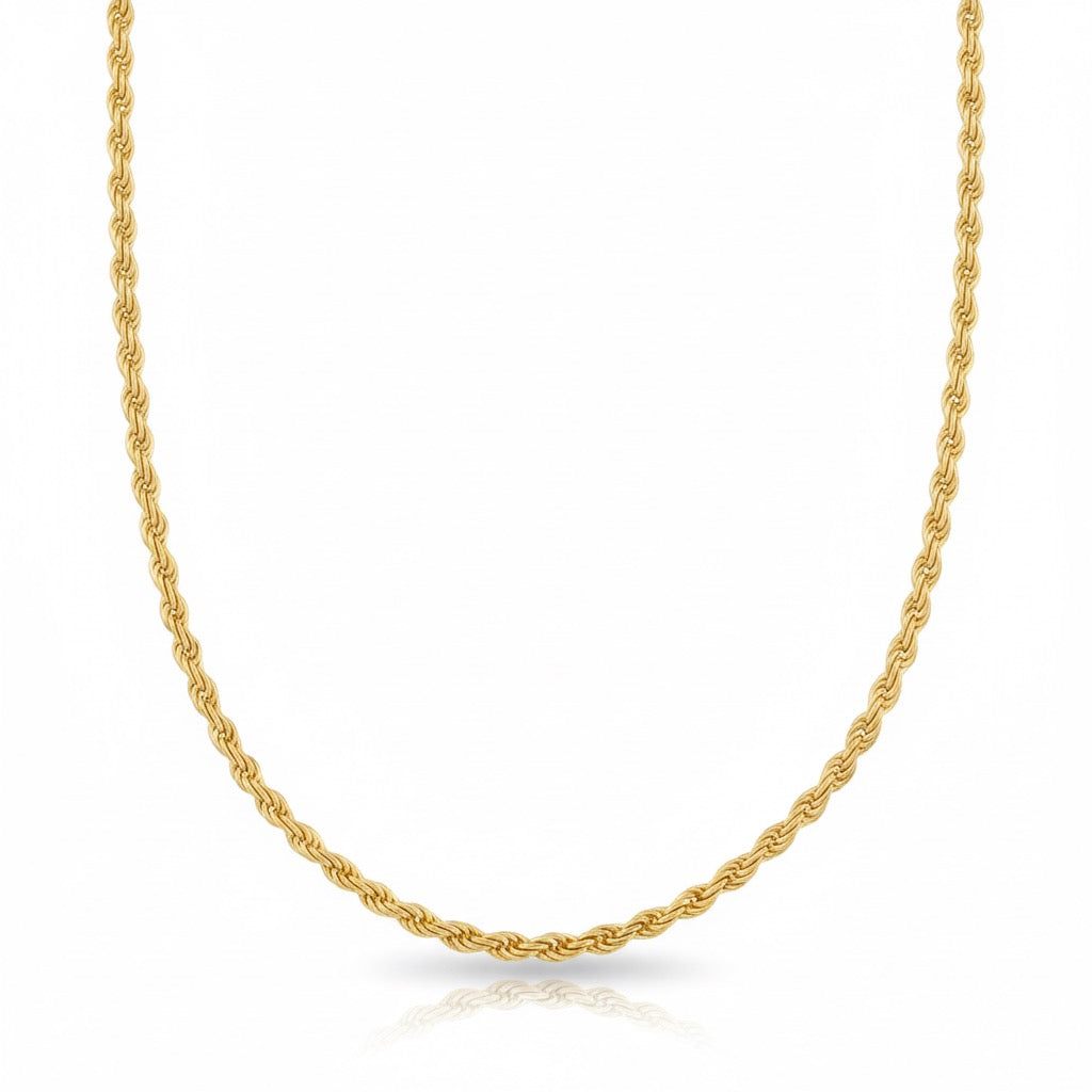 14k Gold Vermeil Rope Chain 22in 2mm