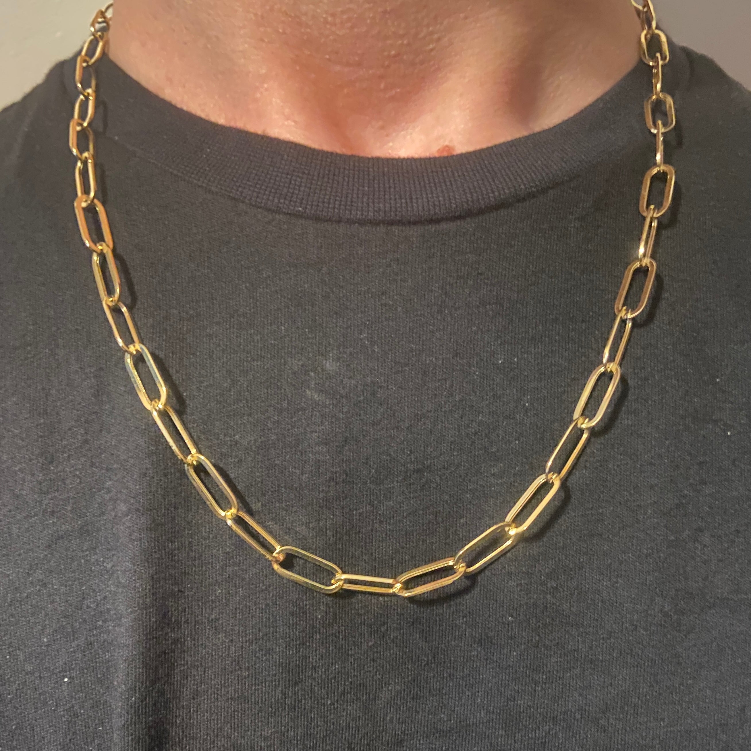 14k Gold Semi-Solid Paperclip Chain 4mm